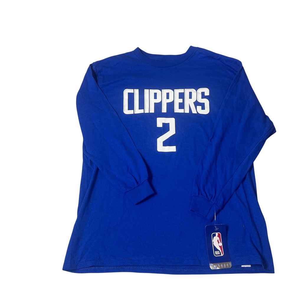 NEW NBA LA Clippers Kawhi Leonard 2 Long Sleeve Shirt Kids Medium 10/12 Blue New